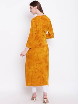 yellow embroidered viscose ethnic-kurtis 4