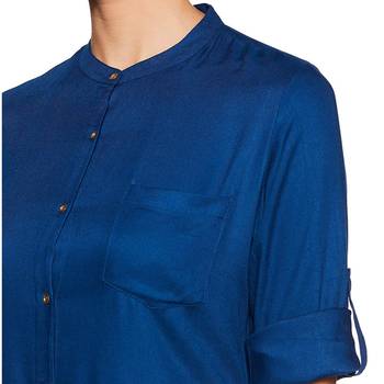 Blue plain rayon ethnic-kurtis 4