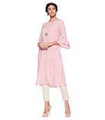 Pink plain rayon ethnic-kurtis