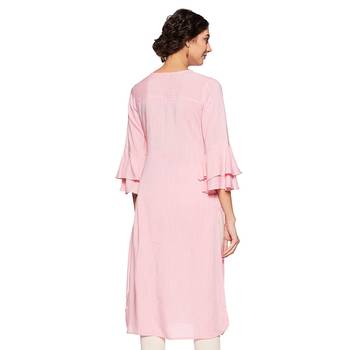Pink plain rayon ethnic-kurtis 2