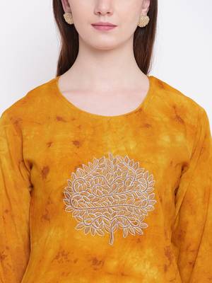 yellow embroidered viscose ethnic-kurtis 5