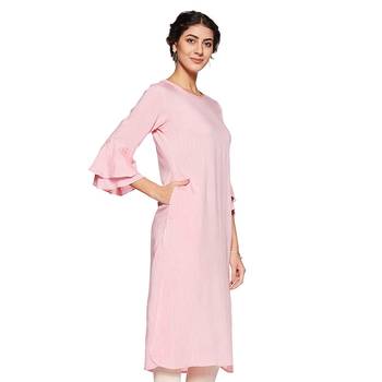 Pink plain rayon ethnic-kurtis 3
