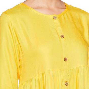 Yellow plain rayon ethnic-kurtis 4