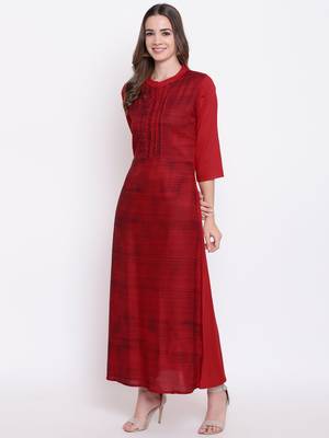 red embroidered viscose ethnic-kurtis 2