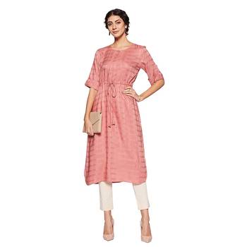 Red plain rayon ethnic-kurtis 1