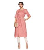 Red plain rayon ethnic-kurtis