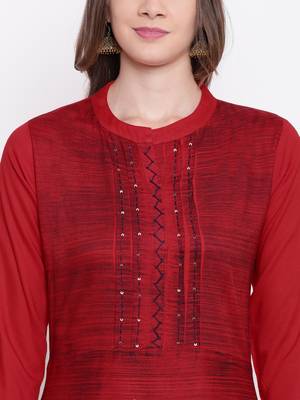 red embroidered viscose ethnic-kurtis 5