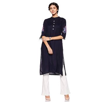 Black plain rayon ethnic-kurtis 1