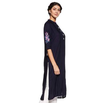 Black plain rayon ethnic-kurtis 2