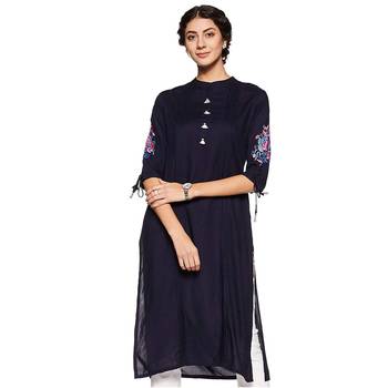 Black plain rayon ethnic-kurtis 3