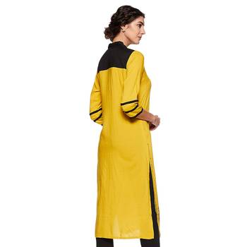 Mustard plain rayon ethnic-kurtis 2