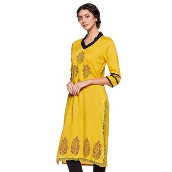 Mustard plain rayon ethnic-kurtis 3