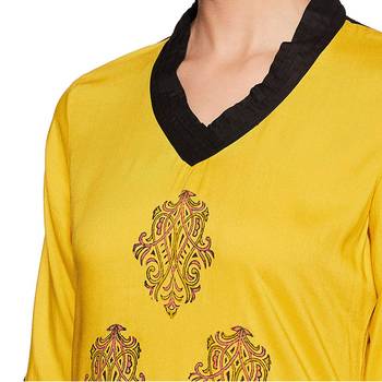 Mustard plain rayon ethnic-kurtis 4