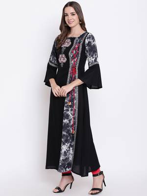 black embroidered viscose ethnic-kurtis 2