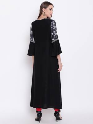 black embroidered viscose ethnic-kurtis 4