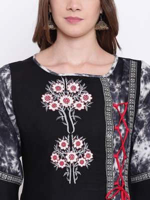 black embroidered viscose ethnic-kurtis 5