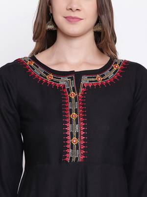 black embroidered viscose ethnic-kurtis 5
