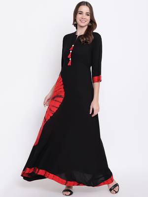 black embroidered viscose ethnic-kurtis 1
