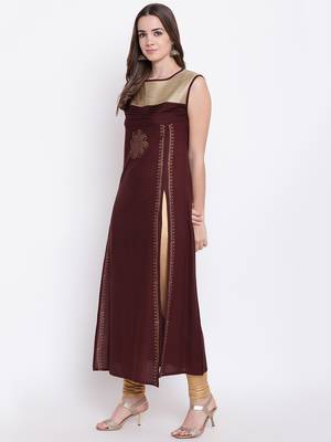 brown embroidered viscose ethnic-kurtis 2