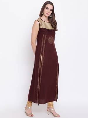 brown embroidered viscose ethnic-kurtis 3