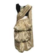 Beige self designed mixed blended with velvet blouse stitched Restitched saree