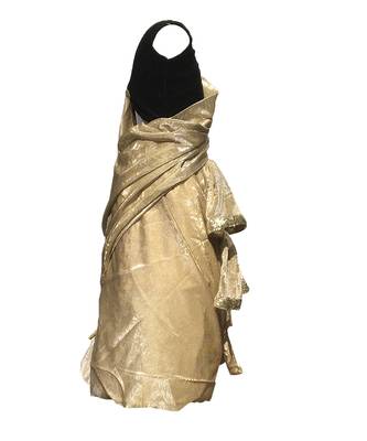 Beige self designed mixed blended with velvet blouse stitched Restitched saree 3