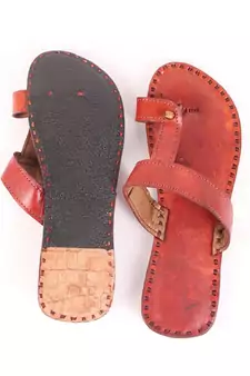 Solid Brown Flats In Leather