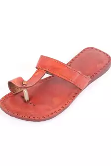 Solid Brown Flats In Leather