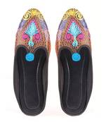 Black Faux Leather Flat Mules With Pom Pom