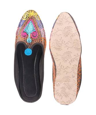 Black Faux Leather Flat Mules With Pom Pom 2