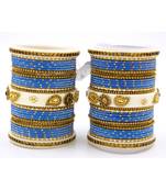 Traditonal Bridal Bangle Set With Golden Dotted Design