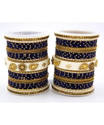 Traditonal Bridal Bangle Set With Golden Dotted Design 1