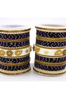 Traditonal Bridal Bangle Set With Golden Dotted Design