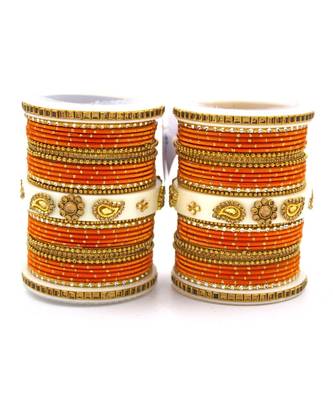Traditonal Bridal Bangle Set With Golden Dotted Design 1