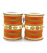 Traditonal Bridal Bangle Set With Golden Dotted Design