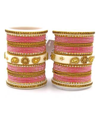 Traditonal Bridal Bangle Set With Golden Dotted Design 1
