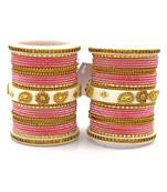 Traditonal Bridal Bangle Set With Golden Dotted Design