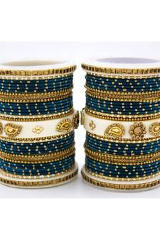 Traditonal Bridal Bangle Set With Golden Dotted Design