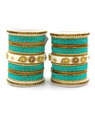 Traditonal Bridal Bangle Set With Golden Dotted Design 1