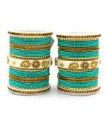 Traditonal Bridal Bangle Set With Golden Dotted Design