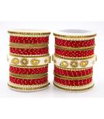 Traditonal Bridal Bangle Set With Golden Dotted Design
