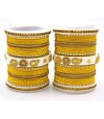 Traditonal Bridal Bangle Set With Golden Dotted Design