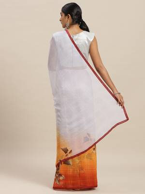 Light blue printed georgette saree with blouse 2
