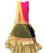 Aglare Blue,Hot pink  lehenga, lehenga choli for girls,wedding,without dupatta,fully stitched. separate sleeve