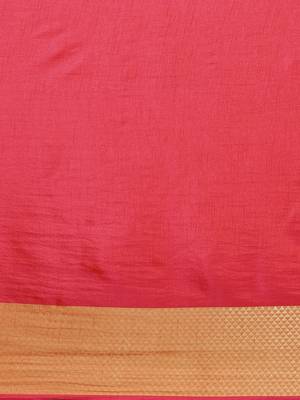 Pink printed silk cotton saree with blouse 3