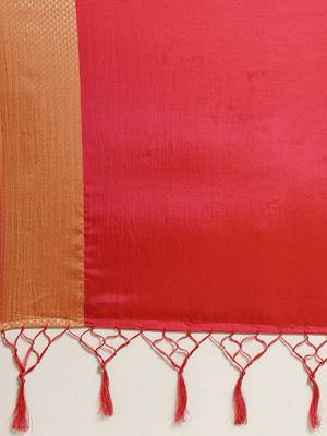 Pink printed silk cotton saree with blouse 4