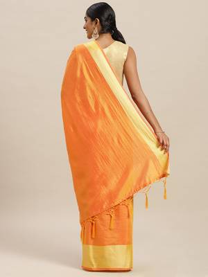 Yellow printed silk cotton saree with blouse 2