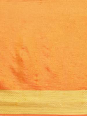 Yellow printed silk cotton saree with blouse 3