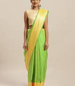 Green printed silk cotton saree with blouse