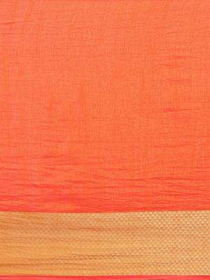 Peach printed silk cotton saree with blouse 3